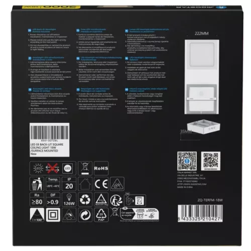 AIGOSTAR MINI LED PANEL FELÜLETRE SZERELHETŐ NÉGYSZÖGLETES 18W MELEG FEHÉR