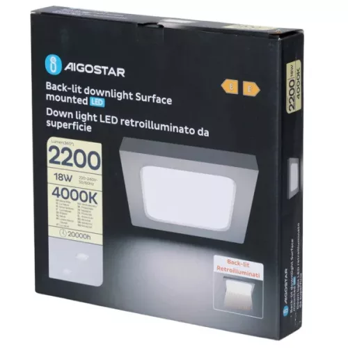 AIGOSTAR MINI LED PANEL FELÜLETRE SZERELHETŐ NÉGYSZÖGLETES 18W TERMÉSZETES FEHÉR