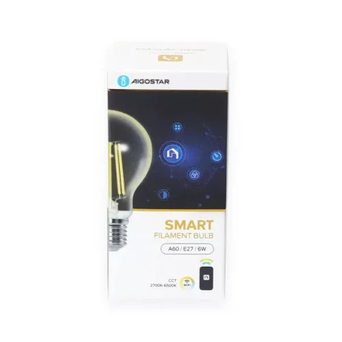 SMART  WIFI-S FILAMENT LED IZZÓ  6W/E27/A60/ 2700-6500K ÁTLÁTSZÓ