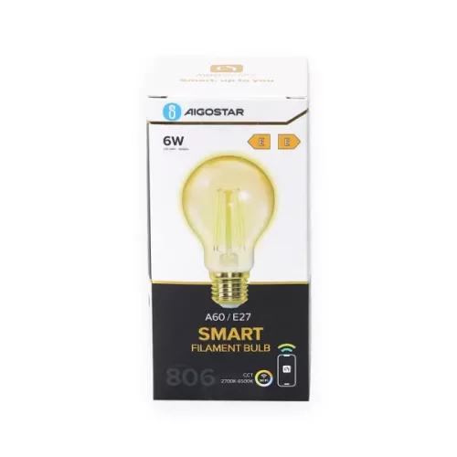 SMART WIFI-S FILAMENT LED IZZÓ 6W/E27/A60/ 2700K-6500K BOROSTYÁNSÁRGA