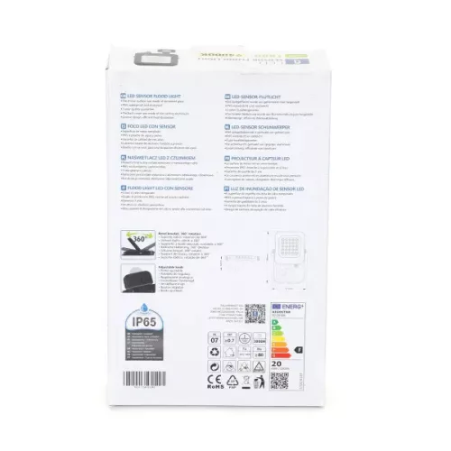LED REFLEKTOR MOZGÁS-ÉS SZÜRKÜLETÉRZÉKELŐVEL AIGOSTAR 20W 4000K IP65 FEKETE