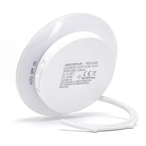 0,5W LED mozgásérzékelős éjszakai fény meleg fehér 3000K PIR+fényérzékelő 