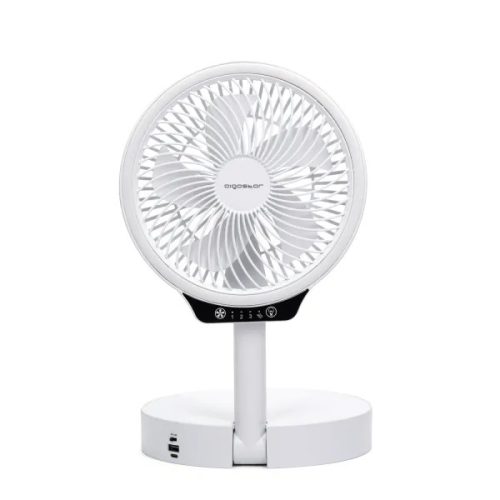 Asztali ventilátor, 5 lapát, 3 sebesség, 8000mAh, fehér