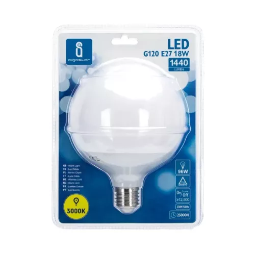 LED izzó G120 18W E27 Meleg fehér Aigostar 