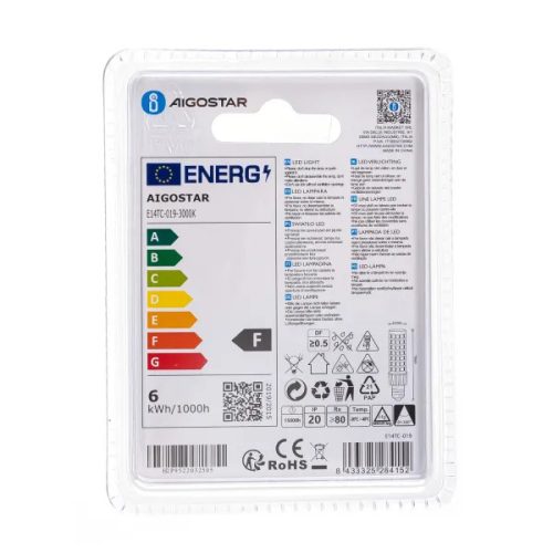 HŰTŐVILÁGÍTÁS E14 6W MELEG FEHÉR AIGOSTAR