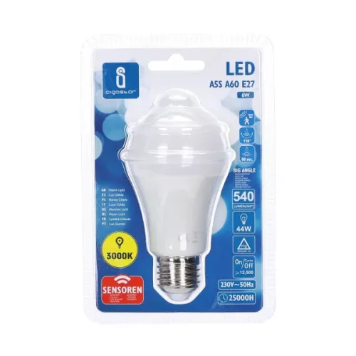 AIGOSTAR LED izzó A60B E27 6W, 280°, meleg fehér