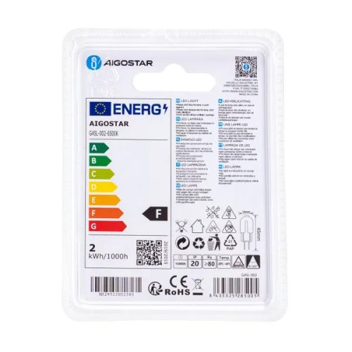 LED IZZÓ G4 1,7W HIDEG FEHÉR AIGOSTAR ÁTLÁTSZÓ