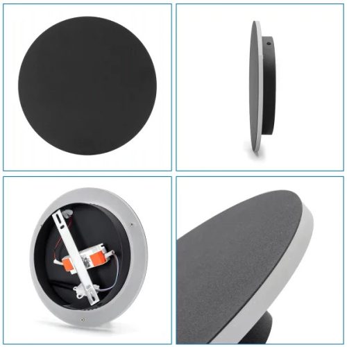 LED fém fali lámpa fekete 6,5W, kör