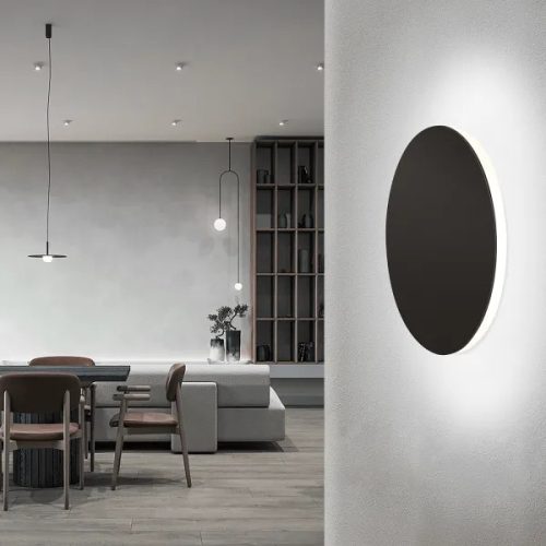 LED fém fali lámpa fekete 6,5W, kör