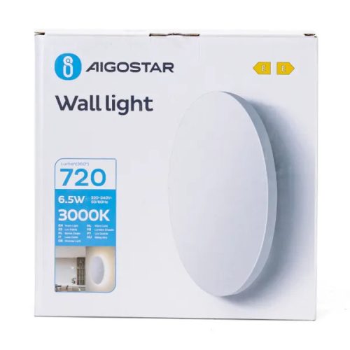 LED fém fali lámpa fehér 6,5W, kör