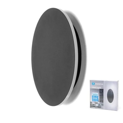 LED fém fali lámpa fekete 12W, kör