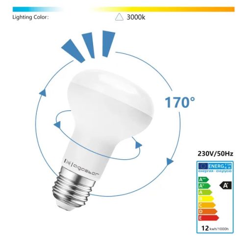 LED IZZÓ R80 E27 12W MELEG FEHÉR AIGOSTAR