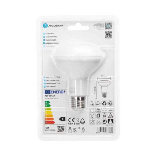 LED IZZÓ R80 E27 12W MELEG FEHÉR AIGOSTAR