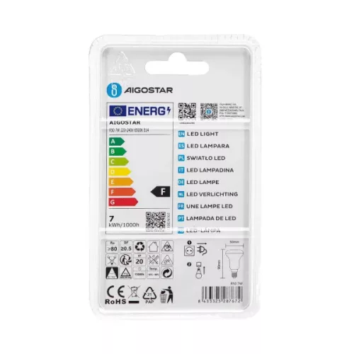 LED IZZÓ R50 E14 7W HIDEG FEHÉR AIGOSTAR