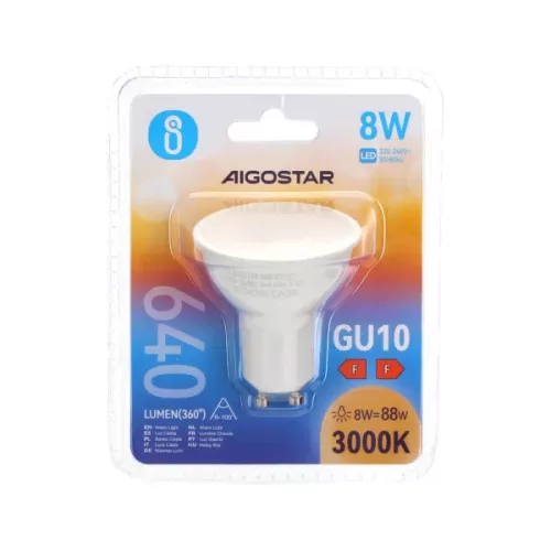 LED IZZÓ GU10 8W MELEG FEHÉR AIGOSTAR