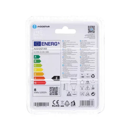 LED IZZÓ GU10 8W MELEG FEHÉR AIGOSTAR
