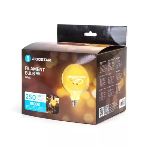 DESIGN LED IZZÓ FILAMENT AIGOSTAR 4W/E27/1800K LOVE FELIRATTAL