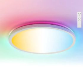   LED Ultravékony Mennyezeti Lámpa 18W RGB+CCT távirányítóval IP44