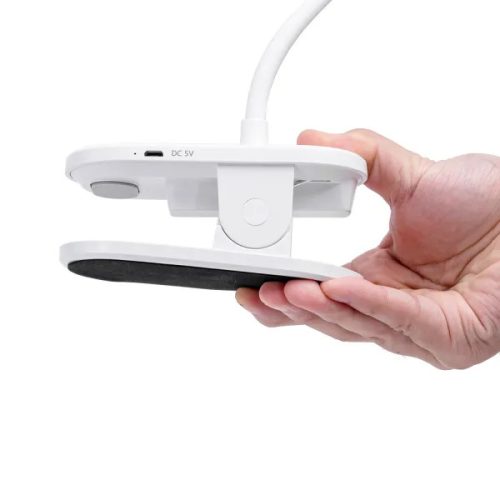 LED asztali lámpa és csíptetős 2,5W, USB-n keresztül tölthető fehér