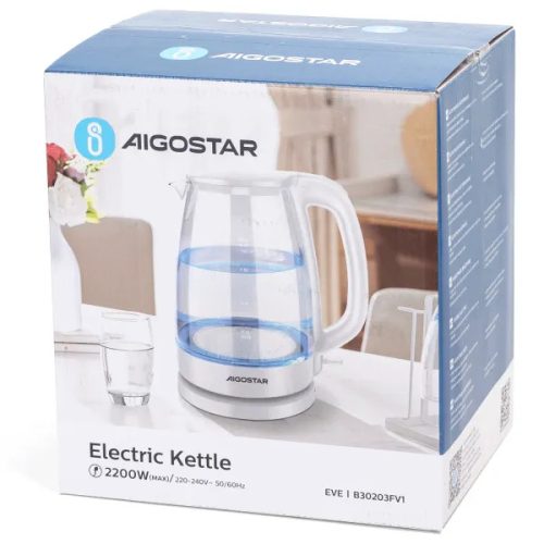 2200W 1,7L üveg elektromos vízforraló