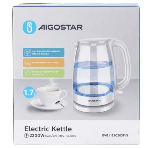 2200W 1,7L üveg elektromos vízforraló
