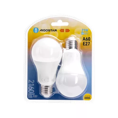 LED izzó A60 E27 21W 3000K  2 darabos!