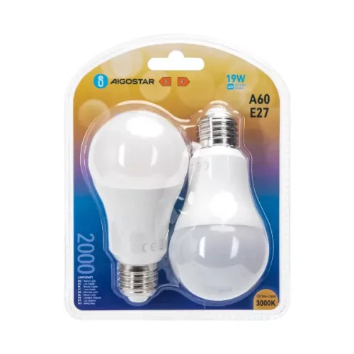 LED izzó A60 E27 19W 3000K  2 darabos!