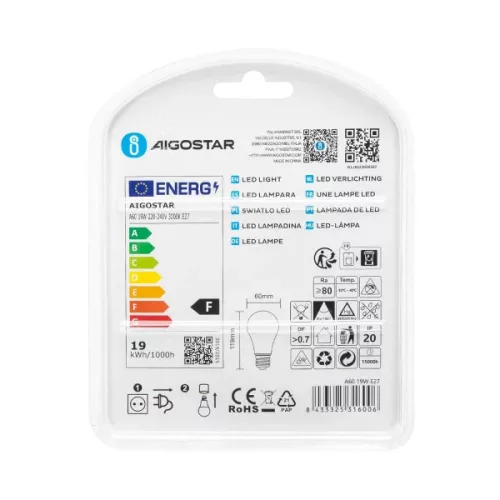 LED izzó A60 E27 19W 3000K  2 darabos!