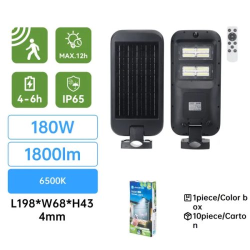 LED NAPELEMES UTCAI VILÁGÍTÁS - 180W - 6500K - 1800lm - IP65 - Emberi test érzékelővel