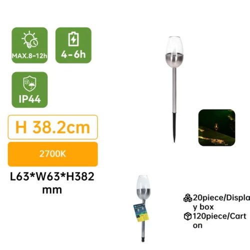 LED napelemes hangulatvilágítás rozsdamentes acél lánggal 2700K
