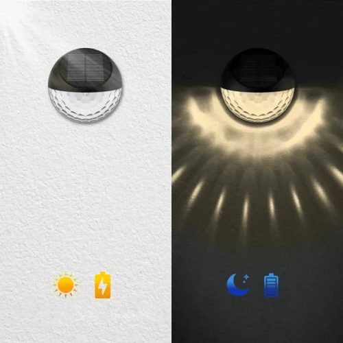 AIGOSTAR LED napelemes oldalfali kültéri lámpatest fekete  2W 2700K