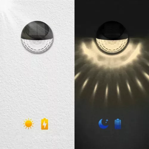AIGOSTAR LED napelemes oldalfali kültéri lámpatest fekete  2W RGB