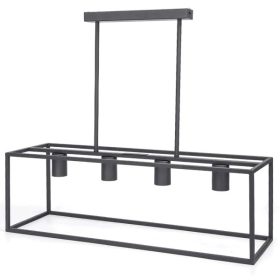 Fekete fém függőlámpa állítható rúddal, E27, 4 utas