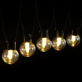   Napelemes G50 buborékos oszlopfényfüzér, meleg fehér, 10m