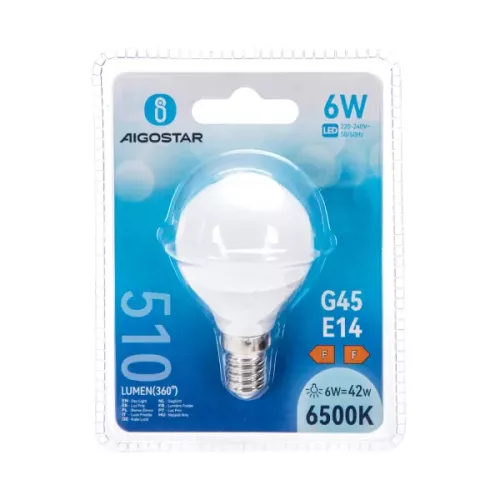 AIGOSTAR LED izzó G45 E14 6W 270° hideg fehér