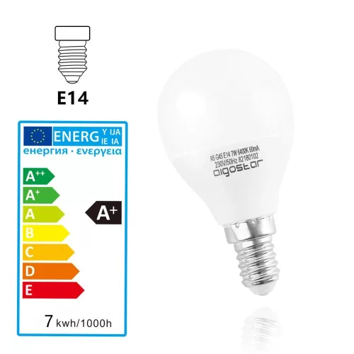 AIGOSTAR LED izzó G45 E14 7W 270° hideg fehér