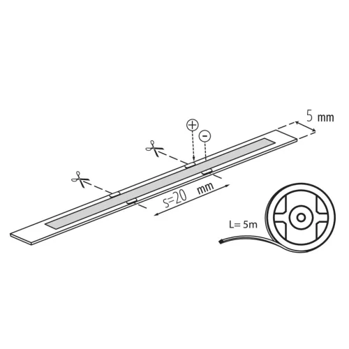 Led szalag slim - keskeny kivitel 24V, IP20, meleg fehér, 5m 