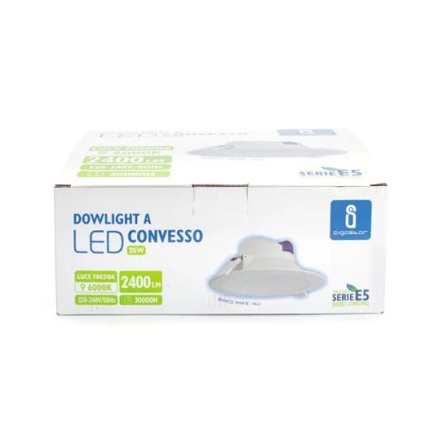 AIGOSTAR LED beépíthető lámpa E5 Downlight 25W hideg fehér (furat:205mm)