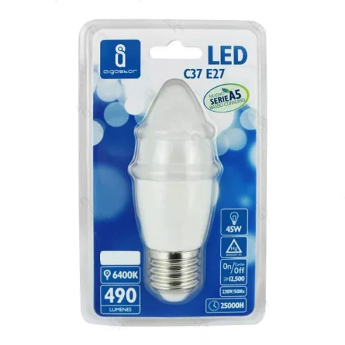 AIGOSTAR LED izzó C37 E14 5W, 270°, meleg fehér