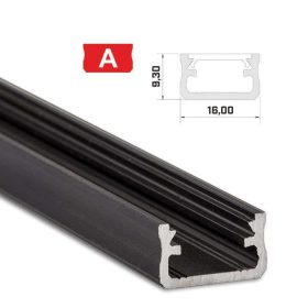   Led profil led szalagokhoz Standard fekete 1 méteres alumínium