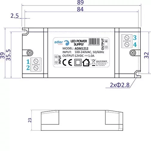 ADLER Led tápegység ADM-12-12 12W 12V