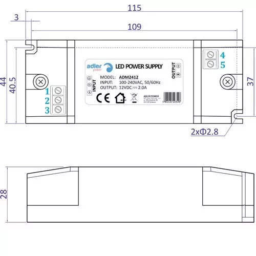 ADLER Led tápegység ADM-24-12 24W 12V