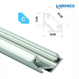   Led profil led szalagokhoz Sarokba rögzíthető ezüst 2 méteres alumínium
