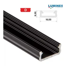   Led profil led szalagokhoz általános U alakú fekete 2 méteres alumínium
