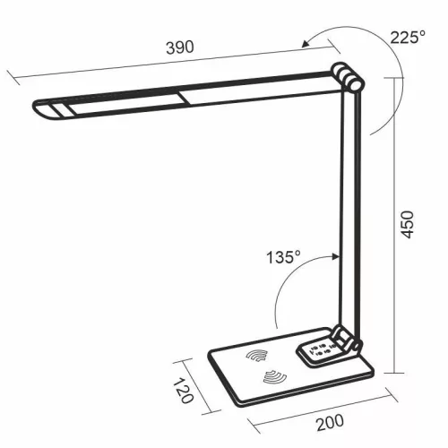 LED lámpa JULIET 12W dimmelhető, vezeték nélküli töltés, időzítő, USB