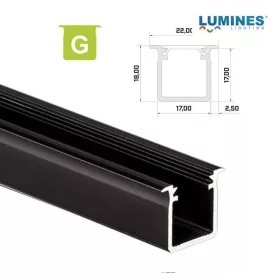   Led profil led szalagokhoz Beépíthető Mély fekete 2 méteres alumínium