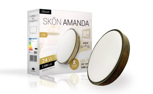 Skön Amanda 24 W-os ø400 mm kerek natúr fehér, szürke színű mennyezeti lámpa, IP20
