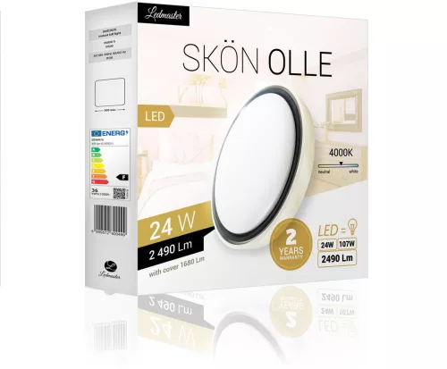 Skön Olle 24 W-os ø400 mm kerek natúr fehér, fehér-szürke színű lámpa, IP20
