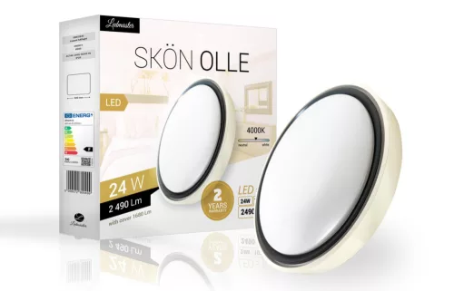 Skön Olle 24 W-os ø400 mm kerek natúr fehér, fehér-szürke színű lámpa, IP20