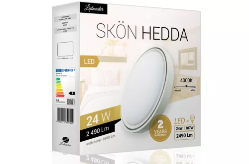 Skön Hedda 24 W-os ø400 mm kerek natúr fehér, fehér színű mennyezeti lámpa, IP20